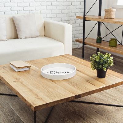 Elegant Designs Decorative Round Wood Serving Tray