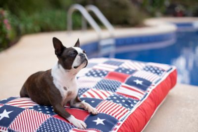 Snoozer Indoor/Outdoor Rectangle Dog Bed, Starpatch/Red Diamond