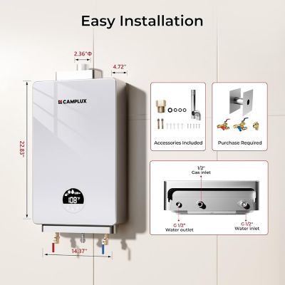 Image showing  3.18 GPM 82,000 BTU Indoor Instant Propane Tankless Water Heater, White