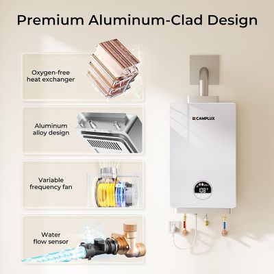 Image showing  3.18 GPM 82,000 BTU Indoor Instant Propane Tankless Water Heater, White