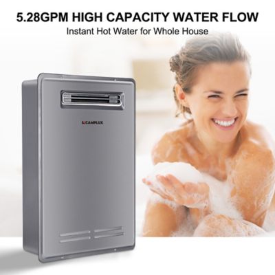 Image showing 6 th Camplux 5.28 GPM Propane Gas Residential Tankless Water Heater Outdoor Installation, Grey