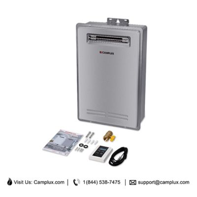 Image showing 6 th Camplux 5.28 GPM Natural Gas Residential Tankless Water Heater Outdoor Installation, Grey