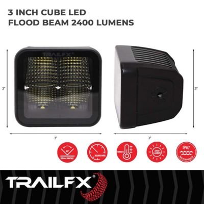 Image showing  3 Inch Cube Fog Lights, 4 Clear OSRAM5 LED 5 Watt Bulbs per Light, Set of 2, 2X2CFBKPR