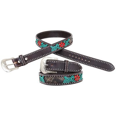 Circle Y Unisex Cactus Flower Filigree Belt