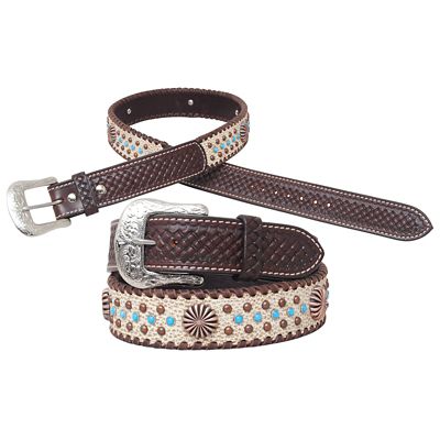 Circle Y Unisex Leather Dakota Pin Wheel Belt, 1-1/2 in.