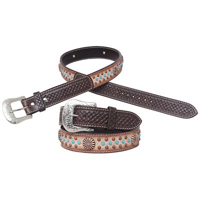 Circle Y Unisex Leather Desert Racer Belt, 1-1/2 in.
