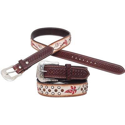 Circle Y Unisex Leather Fire Lily Belt, 1-1/2 in.