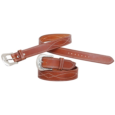 Circle Y Unisex Stitched Leather Belt