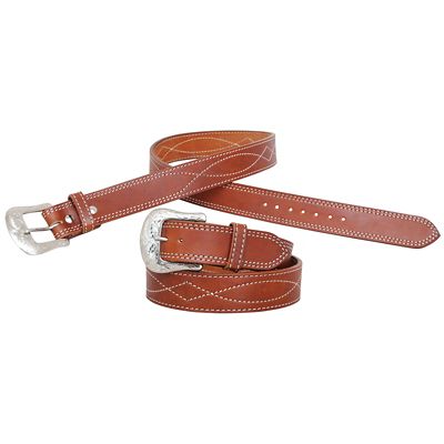 Circle Y Unisex Stitched Leather Belt, 1-1/2 in.