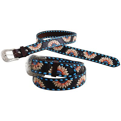 Circle Y Unisex Sunflower Buckstitch Belt