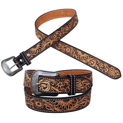 Circle Y Unisex Leather Multi-Tone Wildflower Belt, 1-1/2 in.