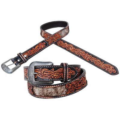 Circle Y Unisex Leather Hair On Hide Belt, 1-1/2 in.
