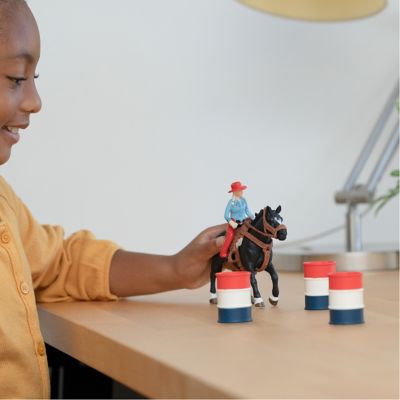 Image showing 6 th Schleich Farm World Barrel Racing with Cowgirl Playset