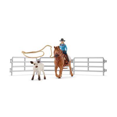 Schleich Team Roping with Cowgirl