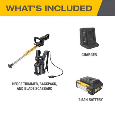 Image showing  25 in. 60V Cordless Backpack Hedge Trimmer, Battery and Charger Included