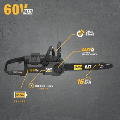 Image showing 5 th CAT 16 in. 60V Cordless Chainsaw, Battery and Charger Included