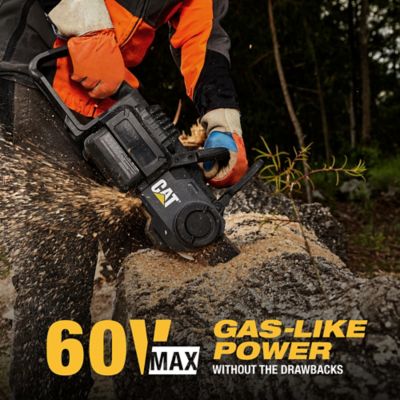Image showing 5 th CAT 18 in. 60V Cordless Chainsaw, Battery and Charger Included, 3/8 in. Pitch