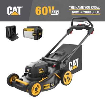 CAT 20 in. 60V Cordless Electric Push Lawn Mower, 5.0Ah Battery and Charger Included The lawnmower warranty is 5 years and the battery-3 years