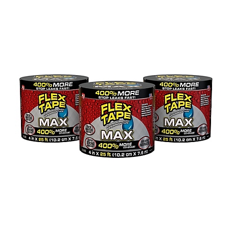 Flex Seal 4 in. x 25 ft. Flex Tape MAX Black Strong Rubberized Waterproof Tape, 3-Pack