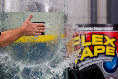 Image showing  4 in. x 25 ft. Flex Tape MAX Strong Rubberized Waterproof Tape, Black, 3-Pack