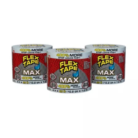 Flex Seal 4 in x 25 ft Flex Tape MAX Strong Clear Rubberized Waterproof Tape 3 Pack Duct Tape