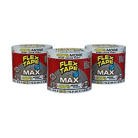 Flex Seal 4 in. x 25 ft. Flex Tape MAX Clear Strong Rubberized Waterproof Tape, 3-Pack