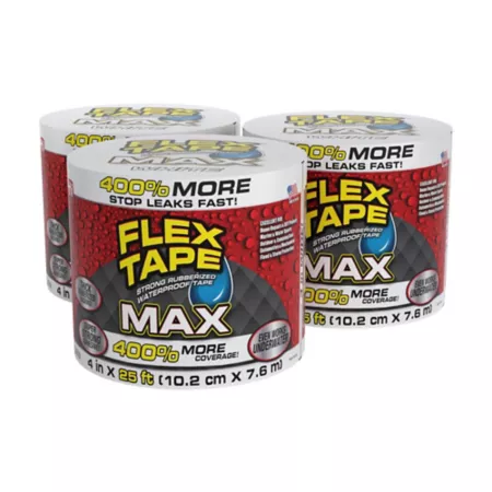 Flex Seal 4 in x 25 ft Flex Tape MAX Heavy Duty Rubberized Waterproof Tape White 3 Pack Duct Tape