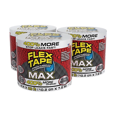 Flex Seal 4 in. x 25 ft. Flex Tape MAX White Strong Rubberized Waterproof Tape, 3-Pack