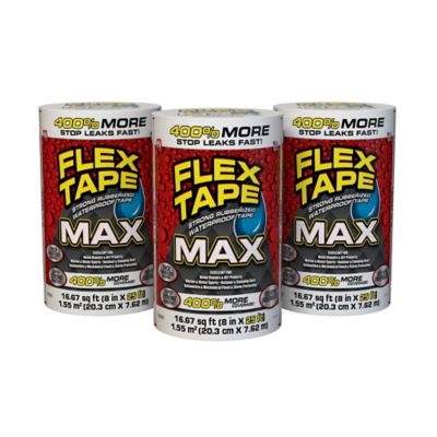 Flex Seal 8 in. x 25 ft. Flex Tape MAX White Strong Rubberized Waterproof Tape, 3-Pack