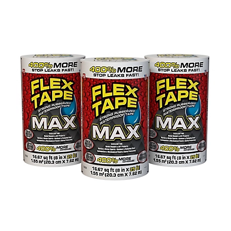 Flex Seal 8 in. x 25 ft. Flex Tape MAX White Strong Rubberized Waterproof Tape, 3-Pack