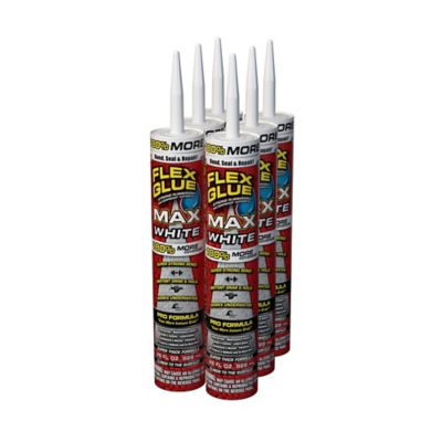 Flex Seal 28 oz. Flex Glue MAX White Pro-Formula Strong Rubberized Waterproof Adhesive, 6-Pack