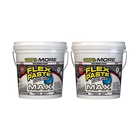 Flex Seal 12 lb. Flex Paste MAX White All Purpose Strong Flexible Watertight Multi-Purpose Sealant, 2-Pack