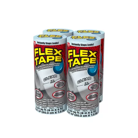 Flex Seal 8 in x 5 ft Flex Tape Heavy Duty Clear Rubberized Waterproof Tape 4 Pack Duct Tape