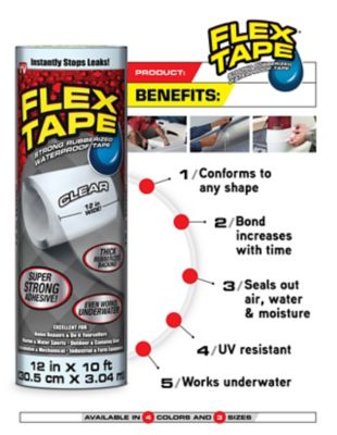 Image showing 6 th Flex Seal 8 in. x 5 ft. Flex Tape Strong Rubberized Waterproof Tape, Gray, 4-Pack