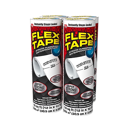 Flex Seal 12 in. x 10 ft. Flex Tape White Strong Rubberized Waterproof Tape, 4-Pack
