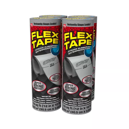 Flex Seal 12 in x 10 ft Flex Tape Solid Rubberized Waterproof Tape Gray 4 Pack Duct Tape