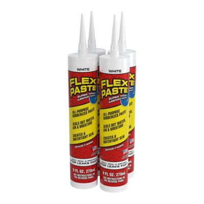 Flex Seal Paste 9 oz. White All Purpose Strong Flexible Watertight Multi-Purpose Sealant, 4 pack