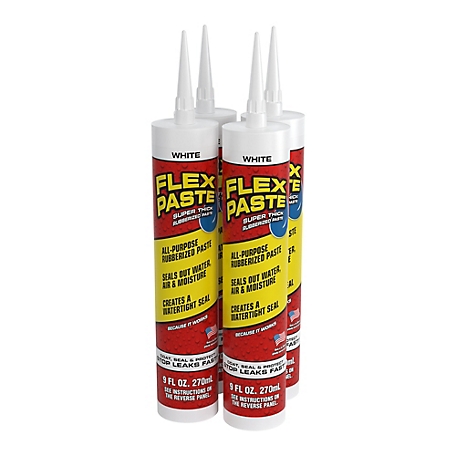 Flex Seal Paste 9 oz. White All Purpose Strong Flexible Watertight Multi-Purpose Sealant, 4 pack