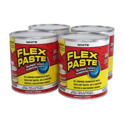 Flex Seal Flex Paste 3 lb. White All Purpose Strong Flexible Watertight Multi-Purpose Sealant, 4 pack