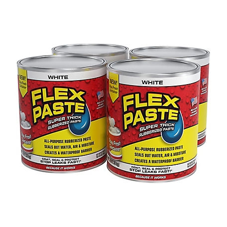 Flex Seal Flex Paste 3 lb. White All Purpose Strong Flexible Watertight Multi-Purpose Sealant, 4 pack