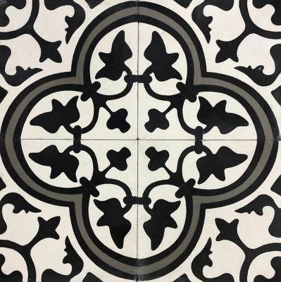 Koni Materials Regular Handmade Cement Tile, 8 in. x 8 in., 7.11 sq. ft., Black/White