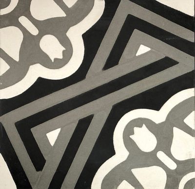 Image showing  Regular Handmade Cement Tile, 8 in. x 8 in., 7.11 sq. ft., Black/Gray/White