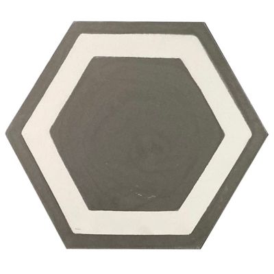 Image showing  Gray/White Hexagon Handmade Cement Tile, 8 in. x 9 in., 5.28 sq. ft./Box