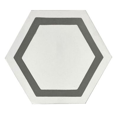 Image showing  White/Gray Hexagon Handmade Cement Tile, 8 in. x 9 in., 5.28 sq. ft./Box