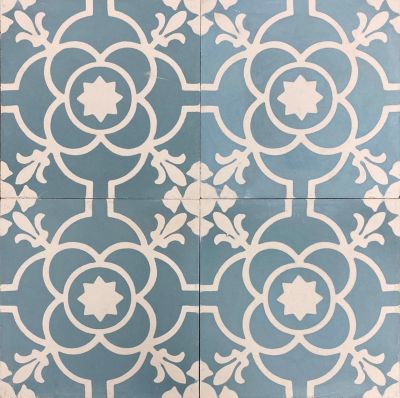 Koni Materials Regular Handmade Cement Tile, 8 in. x 8 in., 7.11 sq. ft., Blue/White