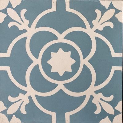 Image showing  Blue/White Regular Handmade Cement Tile, 8 in. x 8 in., 7.11 sq. ft.