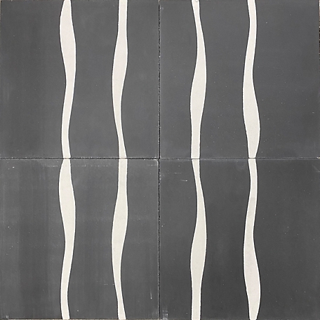 Koni Materials Regular Handmade Cement Tile, 8 in. x 8 in., 7.11 sq. ft., Gray/White