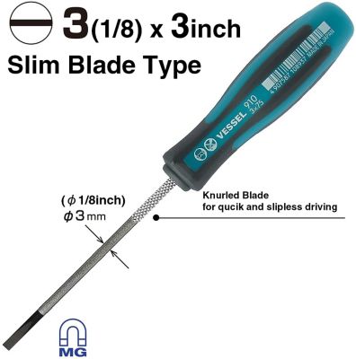 Image showing 1 th VESSEL SL 3 (1/8 in. x 3 in.) Megadora Slim Blade Screwdriver