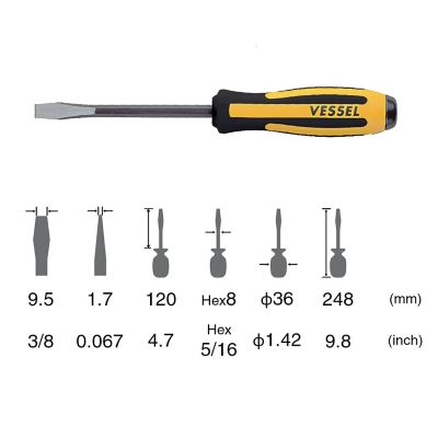 Image showing  3/8 in. x 4.7 in. Megadora Chisel-Type Screwdriver