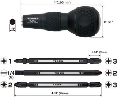 Image showing  1/4 in. Hex Bit Ball Grip Interchangeable Screwdriver Set